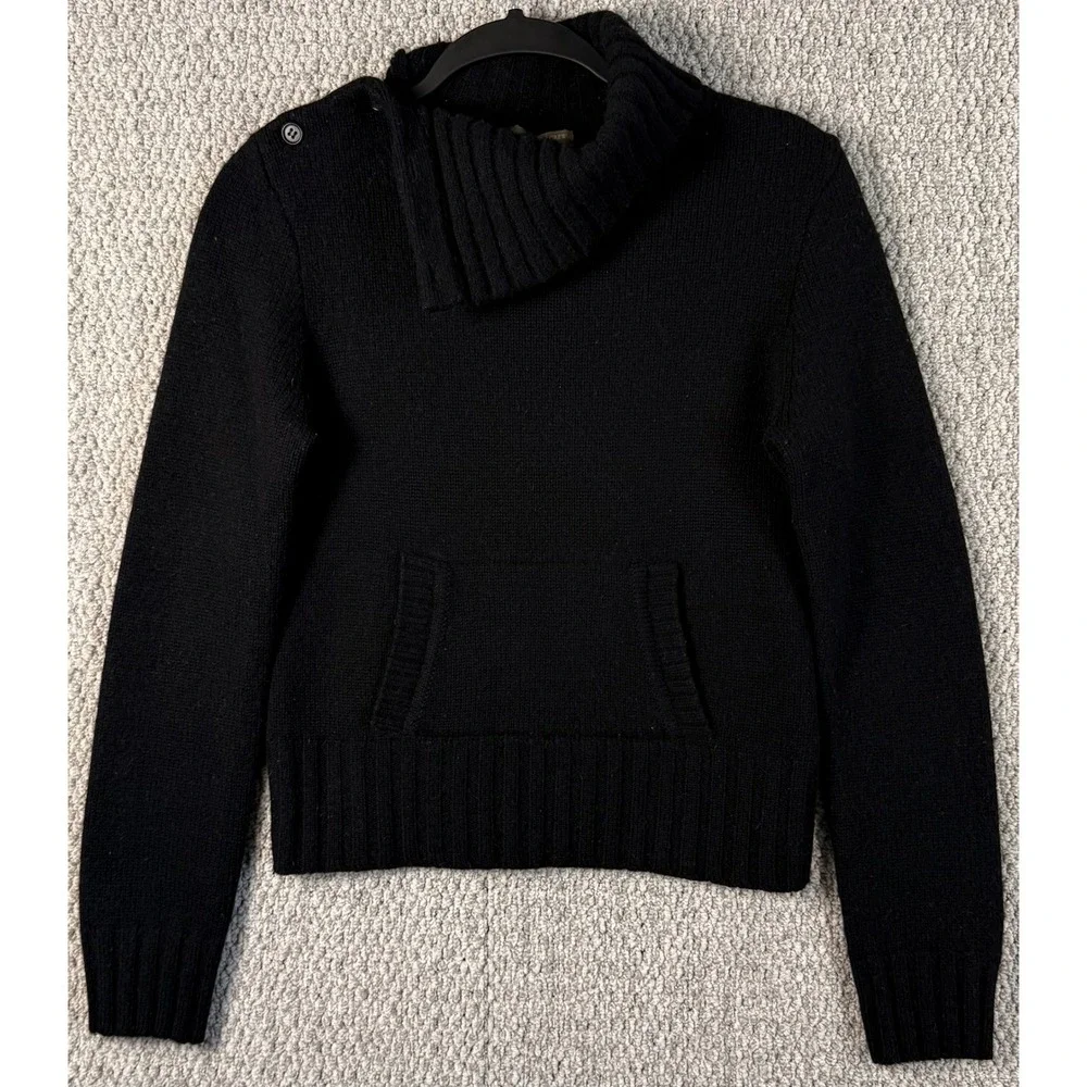 VTG 90s J Crew Wool Sweater Mens M Black Shawl Collar Hong Kong Preppy